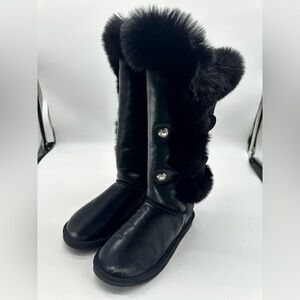 Australia Luxe Collective NWT Nordic Tall Shearling Black Satin US 7 | EU 38